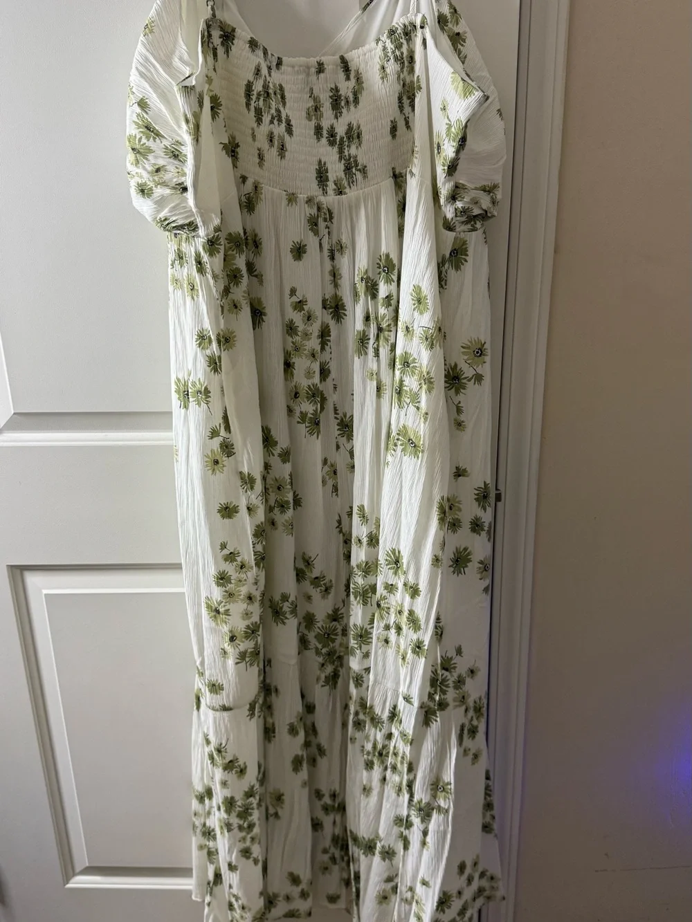 Abercrombie & Fitch Cream Dress with Green Floral Print